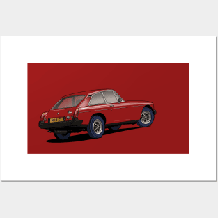 MGB GT classic British sports car in Burgundy red Posters and Art